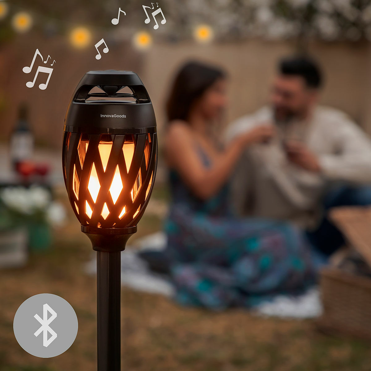 Kabelloser Lautsprecher mit LED-Flammeneffekt Garten, Außen-Dekoration InnovaGoods   
