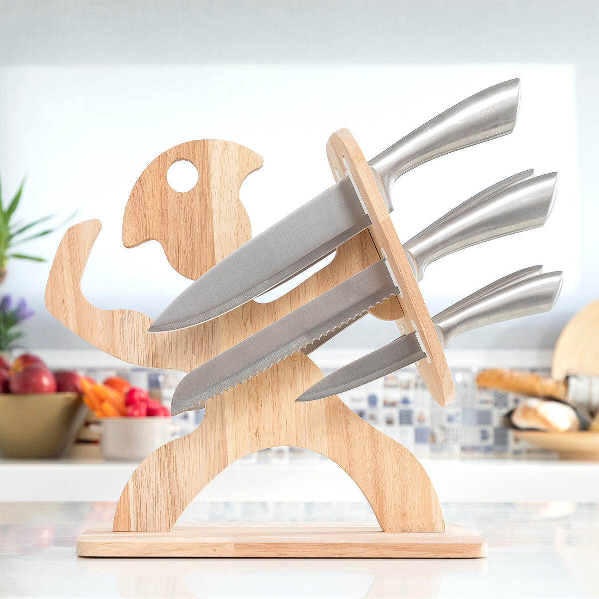 Messerset mit Holzhalterung